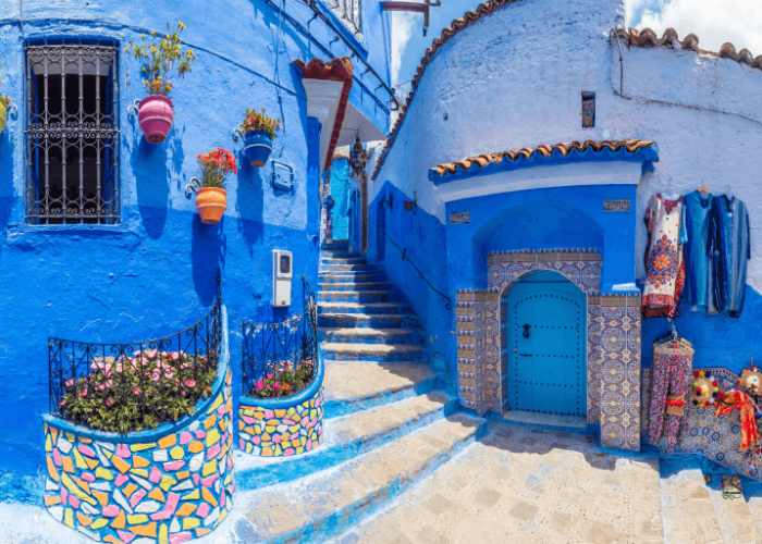 Blue streets of Chefchaouen on a 14-Day Private Morocco Tour