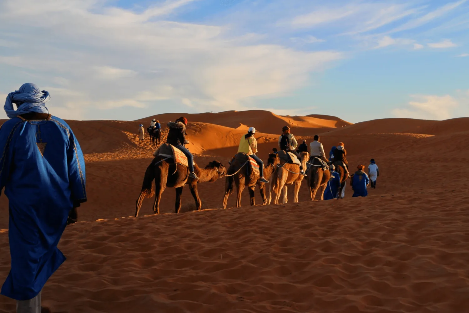 Camel trek in the Sahara Desert on a 14-Day Private Morocco Tour