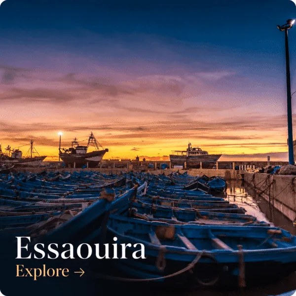 Explore Essaouira Morocco | Altni Tours Essaouira Morocco harbor and fishing boats at sunset