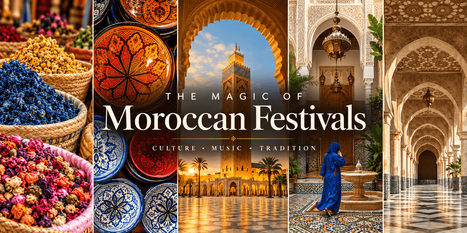 Moroccan Festivals featuring colorful crafts, culture and Moroccan architecture